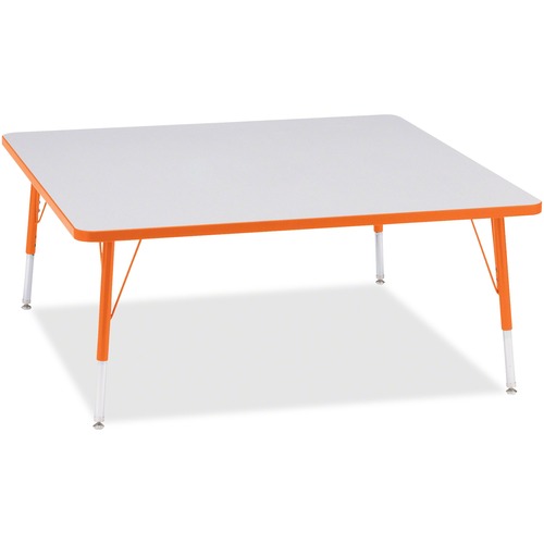 Jonti-Craft Berries Elementary Height Color Edge Square Table - Laminated Square, Orange Top - Four Leg Base - 4 Legs - Adjustable Height - 15" to 24" Adjustment - 48" Table Top Length x 48" Table Top Width x 1.13" Table Top Thickness - 24" Height - Assem