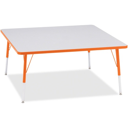 Jonti-Craft Berries Adult Height Prism Color Edge Square Table - Laminated Square, Orange Top - Four Leg Base - 4 Legs - Adjustable Height - 24" to 31" Adjustment - 48" Table Top Length x 48" Table Top Width x 1.13" Table Top Thickness - 31" Height - Asse