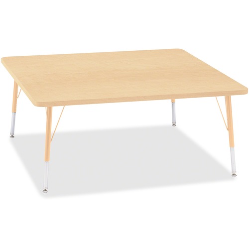 Jonti-Craft Berries Elementary Height Maple Top/Edge Square Table - Laminated Square, Maple Top - Four Leg Base - 4 Legs - Adjustable Height - 15" to 24" Adjustment - 48" Table Top Length x 48" Table Top Width x 1.13" Table Top Thickness - 24" Height - As