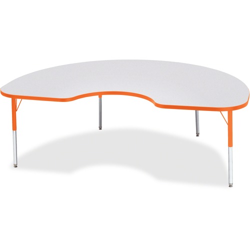 Jonti-Craft Berries Elementary Height Color Edge Kidney Table - Laminated Kidney-shaped, Orange Top - Four Leg Base - 4 Legs - Adjustable Height - 15" to 24" Adjustment - 72" Table Top Length x 48" Table Top Width x 1.13" Table Top Thickness - 24" Height 