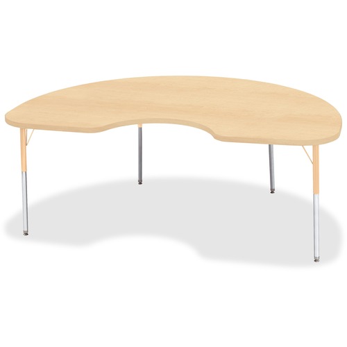 Jonti-Craft Berries Adult Height Maple Top/Edge Kidney Table - For - Table TopLaminated Kidney-shaped, Maple Top - Four Leg Base - 4 Legs - Height Adjustable - 24" to 31" Adjustment - 72" Table Top Length x 48" Table Top Width x 1.13" Table Top Thickness 