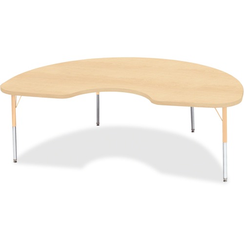 Jonti-Craft Berries Elementary Height Maple Top/Edge Kidney Table - Laminated Kidney-shaped, Maple Top - Four Leg Base - 4 Legs - Adjustable Height - 15" to 24" Adjustment - 72" Table Top Length x 48" Table Top Width x 1.13" Table Top Thickness - 24" Heig