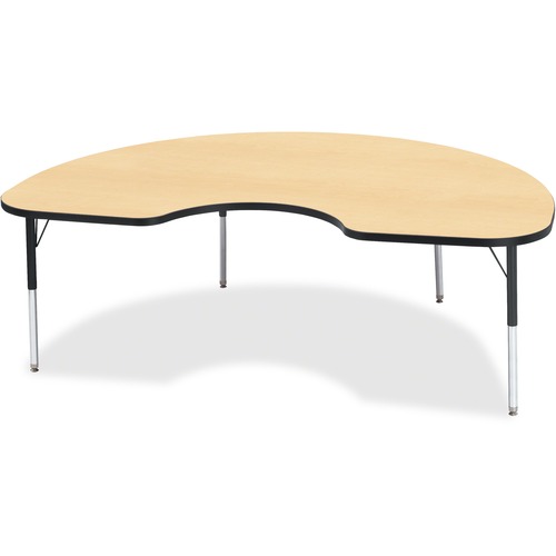 Jonti-Craft Berries Elementary Height Color Top Kidney Table - Laminated Kidney-shaped, Maple Top - Four Leg Base - 4 Legs - Adjustable Height - 15" to 24" Adjustment - 72" Table Top Length x 48" Table Top Width x 1.13" Table Top Thickness - 24" Height - 