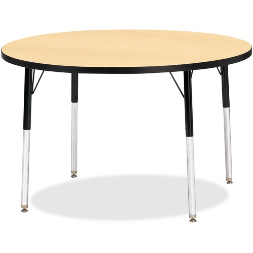 Jonti-Craft Berries Adult Height Color Top Round Table - Laminated Round, Maple Top - Four Leg Base - 4 Legs - Adjustable Height - 24" to 31" Adjustment x 1.13" Table Top Thickness x 42" Table Top Diameter - 31" Height - Assembly Required - Powder Coated 