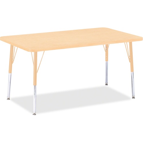 Jonti-Craft Berries Adult Height Maple Top/Edge Rectangle Table - Laminated Rectangle, Maple Top - Four Leg Base - 4 Legs - Adjustable Height - 24" to 31" Adjustment - 48" Table Top Length x 30" Table Top Width x 1.13" Table Top Thickness - 31" Height - A