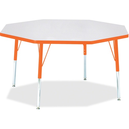 Jonti-Craft Berries Elementary Height Color Edge Octagon Table - Laminated Octagonal, Orange Top - Four Leg Base - 4 Legs - Adjustable Height - 15" to 24" Adjustment x 1.13" Table Top Thickness x 48" Table Top Diameter - 24" Height - Assembly Required - P