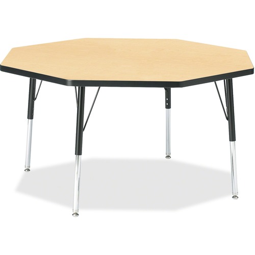 Jonti-Craft Berries Elementary Height Color Top Octagon Table - Laminated Octagonal, Maple Top - Four Leg Base - 4 Legs - Adjustable Height - 15" to 24" Adjustment x 1.13" Table Top Thickness x 48" Table Top Diameter - 24" Height - Assembly Required - Pow