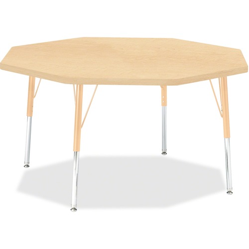 Jonti-Craft Berries Elementary Height Maple Top/Edge Octagon Table - Laminated Octagonal, Maple Top - Four Leg Base - 4 Legs - Adjustable Height - 15" to 24" Adjustment x 1.13" Table Top Thickness x 48" Table Top Diameter - 24" Height - Assembly Required 