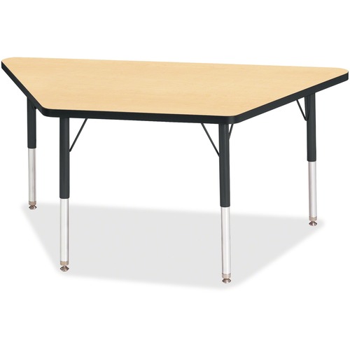 Jonti-Craft Berries Elementary Height Classic Trapezoid Table - Laminated Trapezoid, Maple Top - Four Leg Base - 4 Legs - Adjustable Height - 15" to 24" Adjustment - 48" Table Top Length x 24" Table Top Width x 1.13" Table Top Thickness - 24" Height - Ass