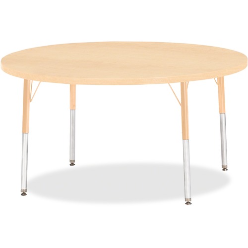 Jonti-Craft Berries Adult Height Maple Top/Edge Round Table - Laminated Round, Maple Top - Four Leg Base - 4 Legs - Adjustable Height - 24" to 31" Adjustment x 1.13" Table Top Thickness x 48" Table Top Diameter - 31" Height - Assembly Required - Powder Co