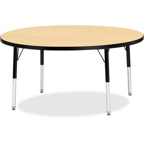 Jonti-Craft Berries Elementary Height Color Top Round Table - Laminated Round, Maple Top - Four Leg Base - 4 Legs - Adjustable Height - 15" to 24" Adjustment x 1.13" Table Top Thickness x 48" Table Top Diameter - 24" Height - Assembly Required - Powder Co