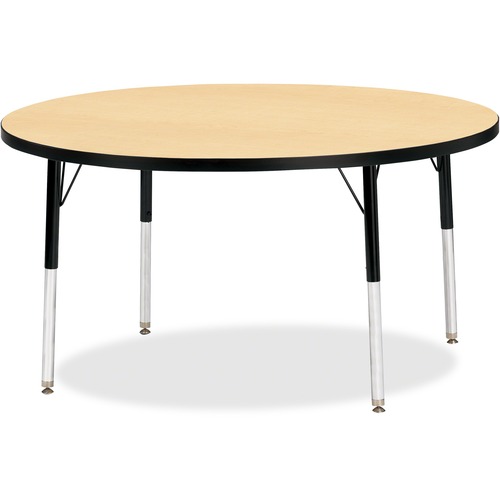 Jonti-Craft Berries Adult Height Color Top Round Table - Laminated Round, Maple Top - Four Leg Base - 4 Legs - Height Adjustable - 24" to 31" Adjustment - 1.13" Table Top Thickness x 48" Table Top Diameter - 31" Height - Art, Craft - Assembly Required - P