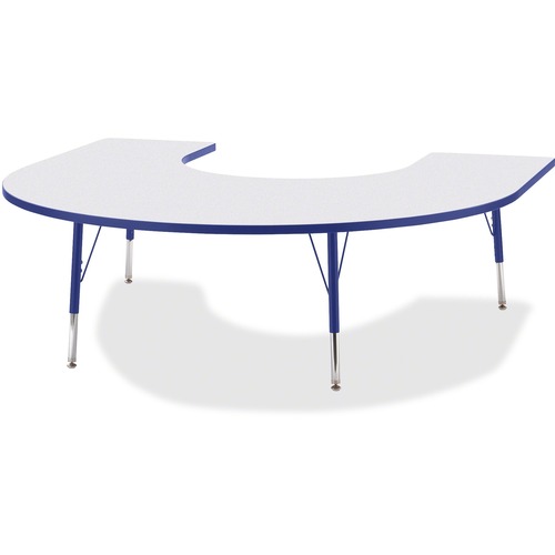 Jonti-Craft Berries Elementary Height Prism Edge Horseshoe Table - Blue Horseshoe-shaped, Laminated Top - Four Leg Base - 4 Legs - Adjustable Height - 15" to 24" Adjustment - 66" Table Top Length x 60" Table Top Width x 1.13" Table Top Thickness - 24" Hei