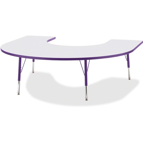 Jonti-Craft Berries Elementary Height Prism Edge Horseshoe Table - Laminated Horseshoe-shaped, Purple Top - Four Leg Base - 4 Legs - Adjustable Height - 15" to 24" Adjustment - 66" Table Top Length x 60" Table Top Width x 1.13" Table Top Thickness - 24" H