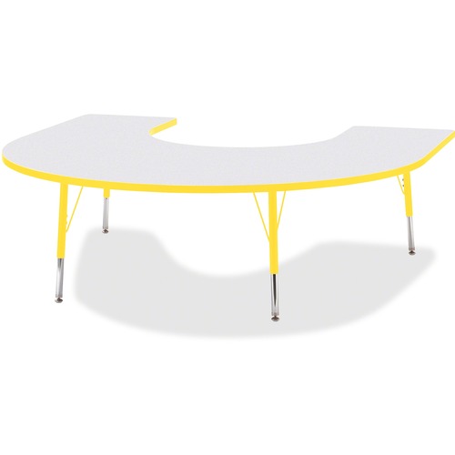Jonti-Craft Berries Elementary Height Prism Edge Horseshoe Table - Laminated Horseshoe-shaped, Yellow Top - Four Leg Base - 4 Legs - Adjustable Height - 15" to 24" Adjustment - 66" Table Top Length x 60" Table Top Width x 1.13" Table Top Thickness - 24" H