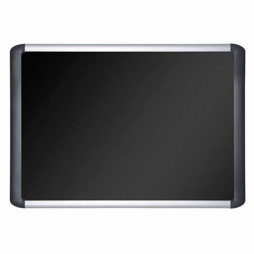 MasterVision SoftTouch Deluxe Bulletin Board - 48" Height x 96" Width - Black Fabric Surface - Aluminum/Black Aluminum Frame