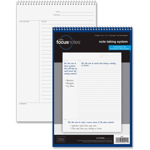 TOPS FocusNotes Steno Book - 70 Sheets - Coilock - 11.75" Height x 8.5" Width - White Paper - Perforated - 1 Each