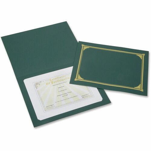 SKILCRAFT® Letter, A4 Recycled Certificate Holder - 8 1/2" x 11" , 8" x 10" , 8 17/64" x 11 11/16" - Stock - Green - 30% Recycled - 6 / Pack