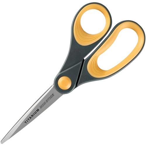 SKILCRAFT® Titanium Straight Scissors - Straight - Titanium - Gray/Yellow - 1 Each