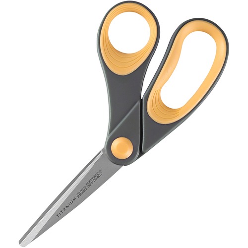 SKILCRAFT® Titanium Bent Scissors - Bent - Titanium - Gray/Yellow - 1 Each
