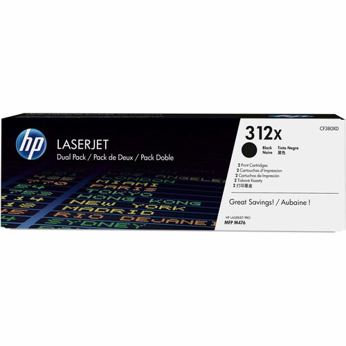 HP 312X Original High Yield Laser Toner Cartridge - Dual Pack - Black - 2 / Pack - 4400 Pages (Per Cartridge)