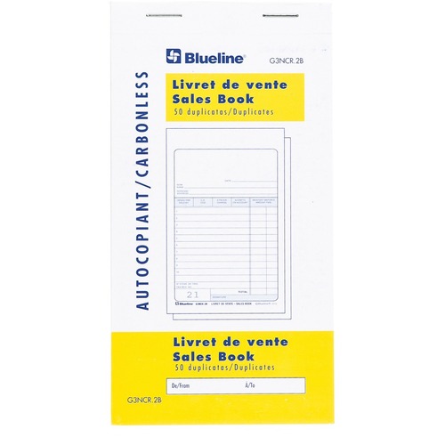 Blueline Sales Books (3 1/2" x 6 1/2") - 50 Sheet(s) - 2 Part, Carbonless Copy - White Cover