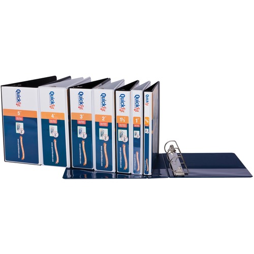 QuickFit Presentation/View Binders - 5" Binder Capacity - 1000 Sheet Capacity - D-Ring Fastener(s) - 2 Internal Pocket(s) - Polypropylene - Black - Ink-transfer Resistant, Locking Ring