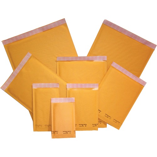 Jiffy Mailer Jiffylite Mailer - #6 - 12 1/2" Width x 19" Length - Self-sealing - Plastic, Kraft - 50 / Box - Satin Gold, White