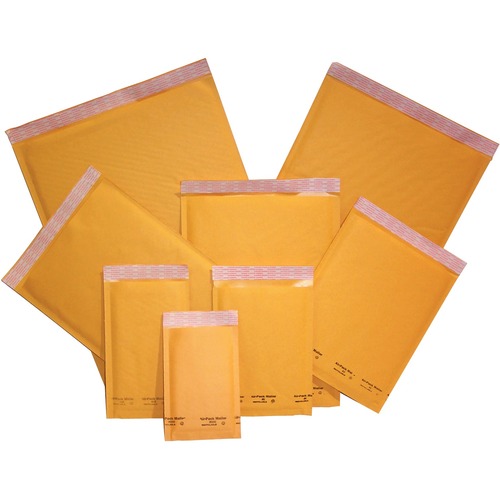 Cushioned Mailer - #2 - 8.5" W x 12" L - Self-sealing - Plastic, Kraft - 100 / Box - Satin Gold, White