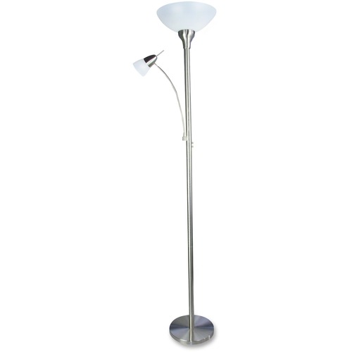 Vision Prospero LED Floor Lamp - 72" (1828.80 mm) Height - LED Bulb - Satin Nickel - Adjustable Arm, Dimmable, Weighted Base - Polypropylene - Floor-mountable - Lamps - BLDVLED1506F