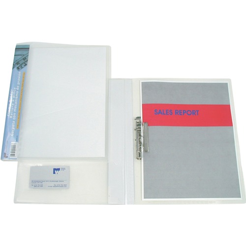 Winnable Letter Report Cover - 1/2" Folder Capacity - 8 1/2" x 11" - 100 Sheet Capacity - Clamp Fastener - Vinyl, Plastic - Clear - 1 Each