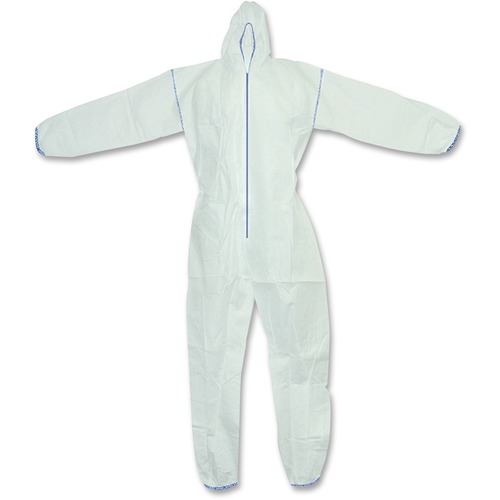 RONCO Polypropylene Coverall - Lightweight, Breathable, Comfortable, Elastic Wrist, Elastic Ankle, Storm Flap, Latex-free, Hood, Zipper Closure, Disposable, Durable - Large Size - 25.98" (660 mm) Chest - Particulate, Dust Protection - Polypropylene, Fabri - Safety Gear - RON44140L