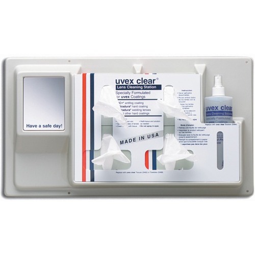 Uvex Permanent Lens Cleaning Station - 453.6 g - Wall Mountable, Lightweight, Silicone-free, Table Mountable