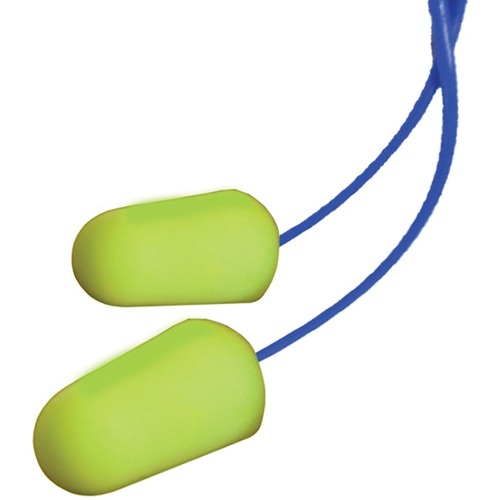 RONCO HUSH Earplug - Corded, Snug Fit, Disposable, Comfortable - Noise Protection - Polyurethane, Soft Foam - Citron - 100 / Pack - Hearing Protection - RON5013C