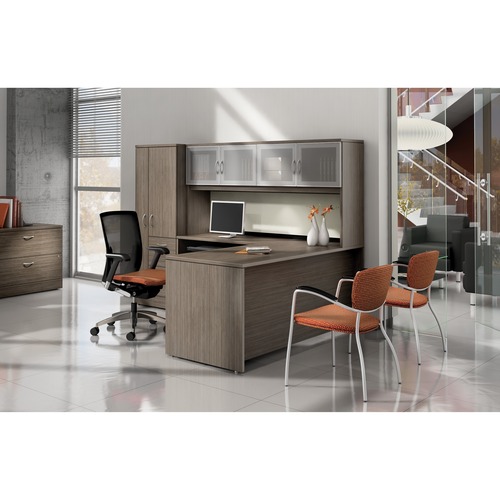 Global Adaptabilities ADAPT401R Office Furniture Suite - 72" x 66" x 65" - Finish: Laminate, Absolute Acajou