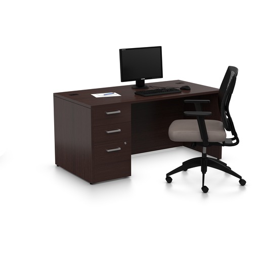Offices To Go MLP232 Pedestal Desk - Rectangle Top - Pedestal Base - 60" Table Top Width x 30" Table Top Depth - 29" Height - Dark Espresso