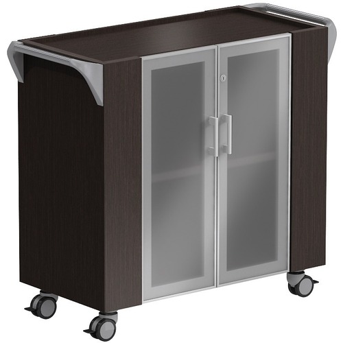 Global Serving Cart with Glazed Doors - 4 Casters - 36" Width x 18" Depth x 29" Height - Dark Espresso