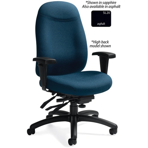 Global Granada Deluxe TS1171-3 Management Chair - Asphalt Fabric Seat - 5-star Base - Medium Back - GLBTS11713SL20