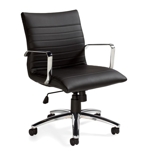 Offices To Go Ultra MVL11734 Management Chair - Black PU Leather Seat - 5-star Base