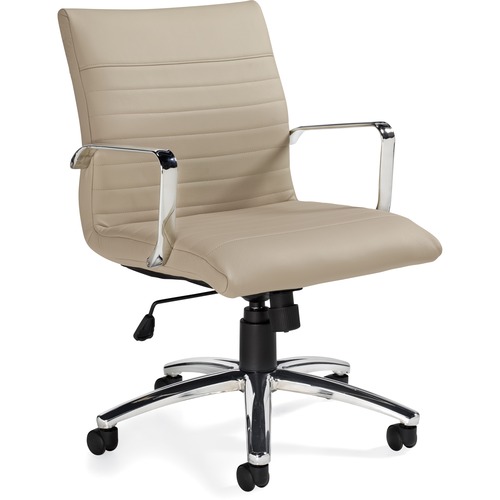 Offices To Go Management/Mid-Back Chair - Taupe PU Leather Seat - 5-star Base