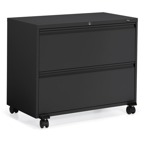 Offices To Go Mobile Lateral File - 2 High - 36" x 19.3" x 30.8" for File - Lateral - Recessed Handle, Interlocking - Black - Metal - Assembly Required