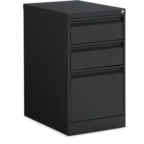 Offices To Go Mobile Pedestal - Box/Box/File - 3-Drawer - 15" x 23" x 27.9" - 3 x Drawer(s) for Box, File - Vertical - Key Lock, Recessed Handle, Ball-bearing Suspension, Pencil Tray, Leveling Glide - Black - Metal - Mobile Pedestals - GLBMVLM23BBFBLK