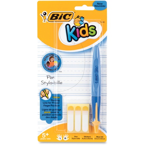 BIC Medium Point Refillable Ballpoint Kids Pen - Medium Pen Point - 1 mm Pen Point Size - Refillable - Blue Oil Based Ink - Blue Barrel - 1 / Pack