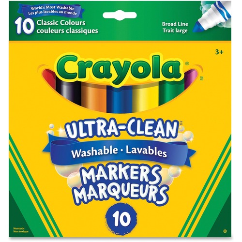 Crayola Ultra-Clean Washable Broad Line Markers - 10 Classic Colours