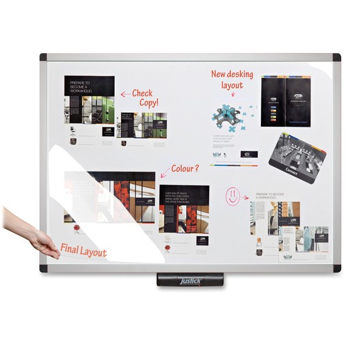 Justick Elctro-adhsion Whtbrd w Overlay - 48" (4 ft) Width x 36" (3 ft) Height - White Surface - Rectangle - 1 Each - Dry-Erase Boards - RGO63013