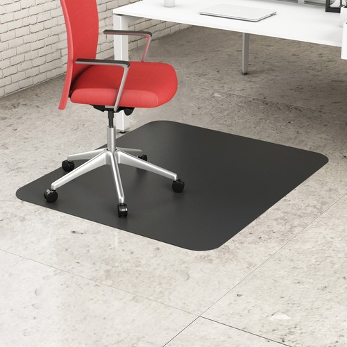Deflecto Black Rectangular Hard Floor Chairmats - Office, Breakroom, Hard Floor, Vinyl Floor, Wood Floor, Tile Floor - 60" (1524 mm) Length x 46" (1168.40 mm) Width - Rectangle - Black