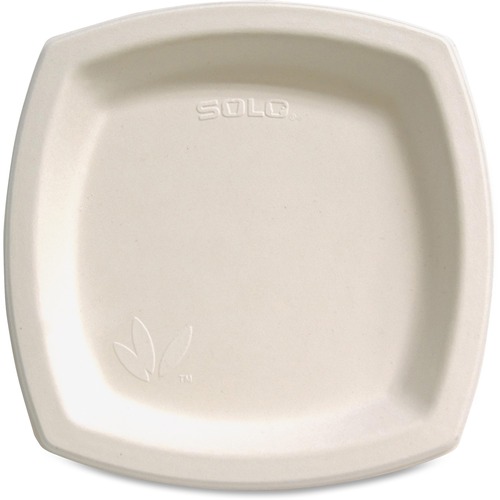 Solo Eco-forward Bare Sugar Cane Plates - Disposable - Microwave Safe - 8.3" Diameter - Off White - Sugarcane Body - 125 / Pack