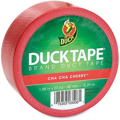 Duck Colour Duct Tape - 20 yd (18.3 m) Length x 1.88" (47.8 mm) Width - 9 mil (0.23 mm) Thickness - 3" Core - Rubber Backing - 1 Each - Red - Duct Tapes - DUC1265014