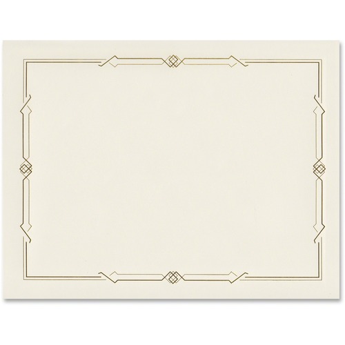 First Base Linen Certificates with Foil - 8.50" x 11" - Laser, Inkjet Compatible - Ivory, Gold with Gold Border - Linen Paper - 15 / Pack