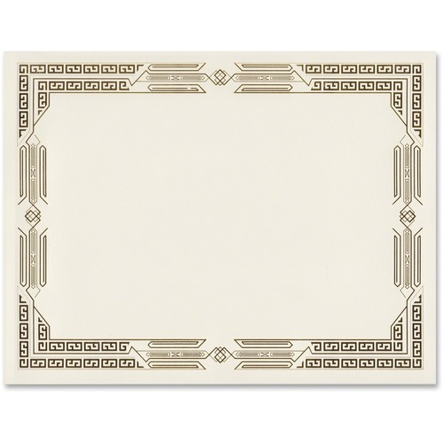 First Base Linen Certificates with Foil - 8.50" x 11" - Laser, Inkjet Compatible - Ivory, Gold with Gold Border - Linen Paper - 15 / Pack - Certificates - FST83419